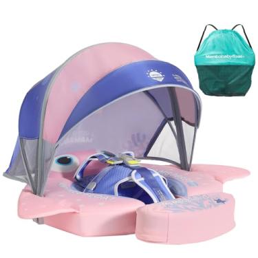 Imagem de Boia de natação Mambobaby com dossel e mochila portátil para bebês que não irrita a pele, boia de natação com cauda, impermeável, não inflável, boia de natação inteligente, macia, lisa, para bebês de