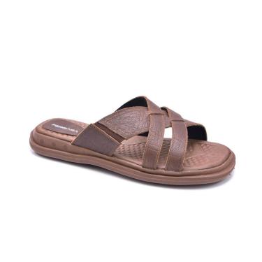 Imagem de Sandália Slide Masculina Couro Macia Confortável-Masculino