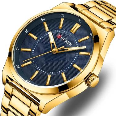 Imagem de Relógio Masculino Curren Dourado Casual Luxo Analógico Inox-Masculino