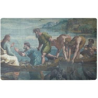 Imagem de TSENQUE Tapete de porta personalizado Raphael Miraculous Draft Fishes Tapete de entrada interna Halloween Tapete de entrada para varanda frontal lavável tapetes de entrada internos para casa 81 x 50