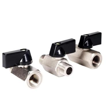 Imagem de Válvula de esfera de latão compressor de ar água gás óleo válvula de desligamento 1/8 1/4 3/8 1/2 polegada rosqueada mini macho para fêmea 1 peça (3/20.3 cm, 5 peças_VERMELHO_fêmea para fêmea)