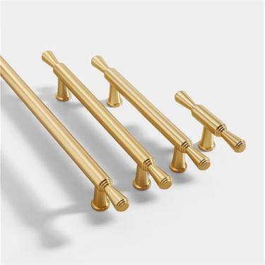 Imagem de Puxadores de porta de armário de móveis de liga de alumínio, puxadores de gaveta, puxadores de porta de armário simples, ferragens de móveis, 1 peça (cobre 96 mm)