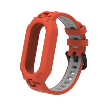 Imagem de HSPTR Pulseira de silicone TPU macio para Xiaomi MiBand 8, pulseira para MiBand 8 NFC, borracha Correa, kit de acessórios de substituição (laranja-H)