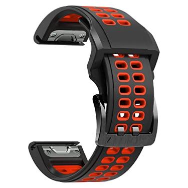 Imagem de TIOYW 22 Pulseira de 26 mm para Garmin Fenix 7 7X 6 6X Pro 5X 5 945 Descent Mk2 Pulseiras de Relógio Inteligente Silicone + Couro Pulseira de Relógio de Liberação Rápida (Cor: C, Tamanho: Para