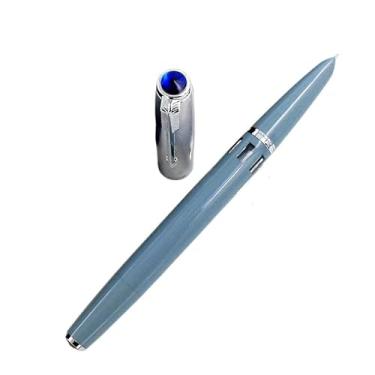 Imagem de VEVEL Canetas-tinteiro com enchimento de pistão de pressão design de tinta visível material de escritório escolar papelaria ponta EF/F presente para escrita (azul claro, F 0,5 mm)