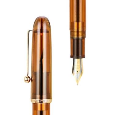 Imagem de Clouism Caneta-tinteiro acrílica transparente, ponta EF/F/M, papelaria, material escolar, canetas de escrita, PK 9019 (café transparente, 0,5)