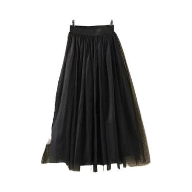 Imagem de Saia De Tule De Cintura Alta Para Mulheres, Saia Plissada De Verão Em 