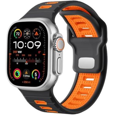 Imagem de VEVEL Pulseira de relógio esportivo, para Apple Watch Ultra 2/Ultra, masculina de 49 mm, 45 mm, 44 mm e 42 mm, pulseira de substituição de silicone compatível com IWatch Series SE 9 8 7(E)