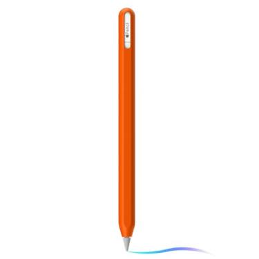 Imagem de Capa protetora de silicone para Apple Pencil (USB-C) com design ergonômico (laranja)