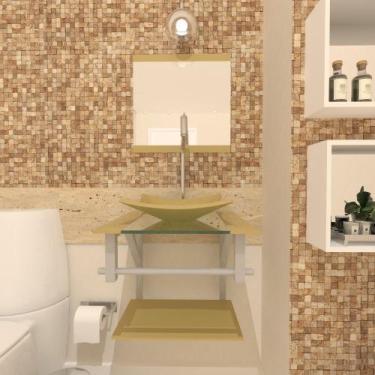 Imagem de Gabinete de vidro para banheiro 40cm ac slim com espelho - Cubas e Gab