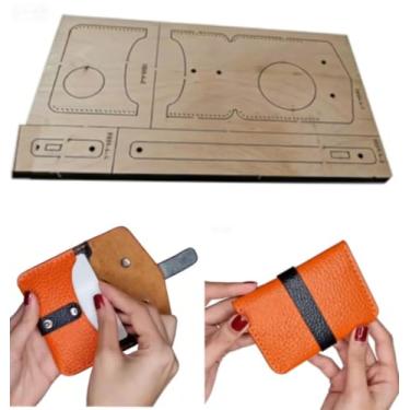 Imagem de YJIUYUANQ Molde de carteira de couro, furador de cartão e modelo de corte de madeira