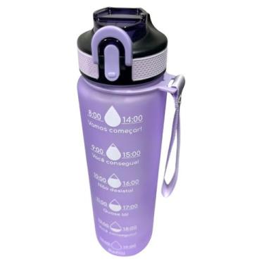 Imagem de Garrafa Squeeze para Água em Plástico com Canudo em Silicone 1 Litro -