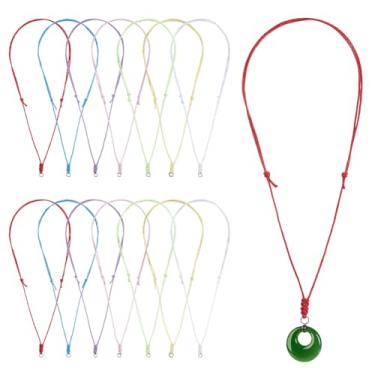 Imagem de DICOSMETIC 42 peças, 7 cores, colar, cordão, cordão, vintage, nó duplo, feito à mão, corda encerada, gargantilha com anel de metal para mulheres e homens