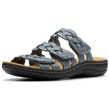 Imagem de Clarks Sandálias femininas Laurieann Rio, Couro cinza azul, 10 Wide