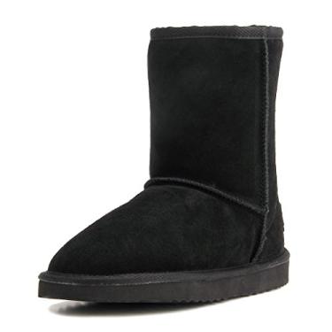 Imagem de Bota de inverno feminina clássica meia neve AUSLAND de couro, preta, 38