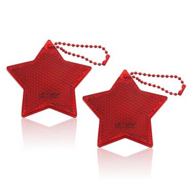 Imagem de DEMYPROX Refletores de segurança - Estrelas - Equipamento refletivo elegante para jaquetas, bolsas, bolsas, mochilas, carrinhos de bebê e cadeiras de rodas vermelho - pacote com 2