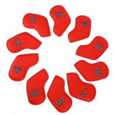 Imagem de Capa para cabeça de taco de golfe 10 unidades de material PU premium, aparência elegante, bordado dupla face, proteção aprimorada, antiderrapante, à prova de poeira, portátil,