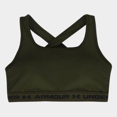 Imagem de Top Under Armour Crossback Feminino, Verde militar, Preto, P