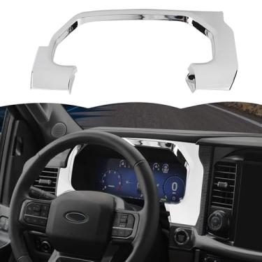 Imagem de RT-TCZ Acessórios interiores de decoração da tampa do painel de painel para Ford F150 Raptor 2024 2025 (cromado)