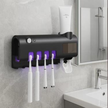 Imagem de Porta Escova de Dentes com Dispenser Automático de Pasta e Esterilizador UV – (Cor preto)