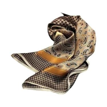 Imagem de Lenço Quadrado De Cetim Macio Com Estampa Paisley Houndstooth De Luxo 