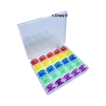 Imagem de Caixa Organizadora Transparente Com 25 Compartimentos E 25 Bobinas De 