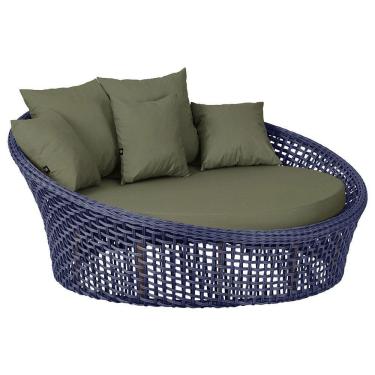 Imagem de Chaise Hungria Pintura Marrom Corda Náutica E13 Trama Azul