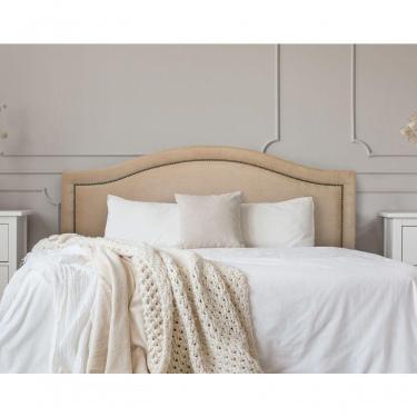 Imagem de Cabeceira King Curva Luxo 193x60 Suede Bege - Tachas Fumê