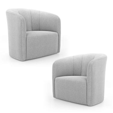 Imagem de Kit 02 Poltronas Decorativas Abby Bouclê Cinza Claro - Abmaza