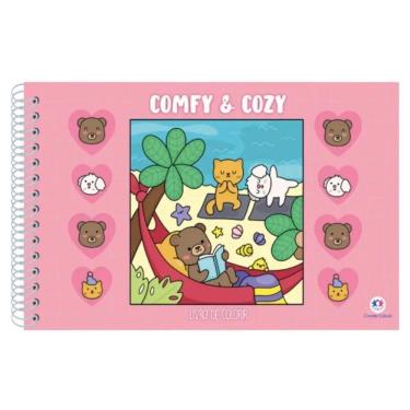 Imagem de Livro De Colorir Comfy & Cozy Capa Dura Holográfica Rosa