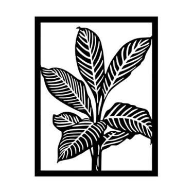 Imagem de Quadro decorativo alto relevo madeira folhas plantas - JABB