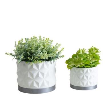 Imagem de Dupla Cachepot Rochedo - Realce, Branco, Prata