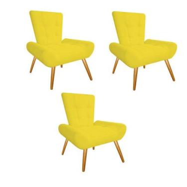 Imagem de Kit 03 Poltrona Cadeira Decorativa  Nani Sala de Estar Recepção Escrit