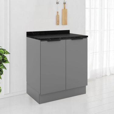 Imagem de Balcão de Cozinha 80cm Lumina 2 Portas Cinza - Telasul