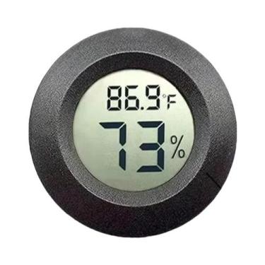 Imagem de Termômetro Digital E Medidor De Umidade Redondo Com LCD Para Carro, Ar