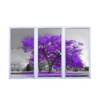 Imagem de Quadros Decorativos em Mosaico com moldura em madeira 103x63 cm e vidr