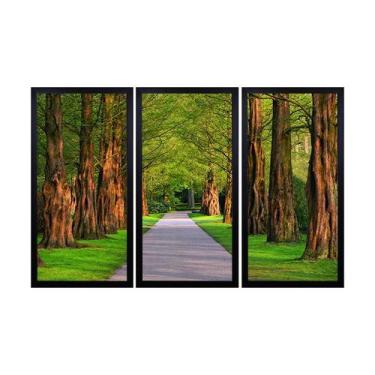 Imagem de Quadros Decorativos em Mosaico com moldura em madeira 103x63 cm e vidr