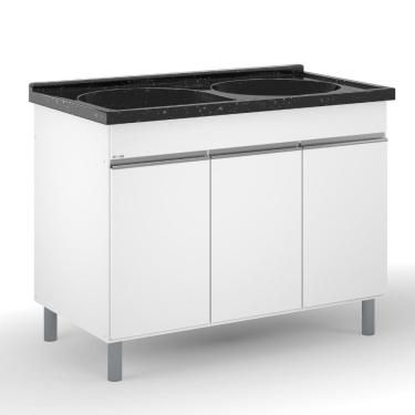 Imagem de Balcao para Lavanderia 3 Portas 106cm com Tanque Duplo Amelia AJ Ronato