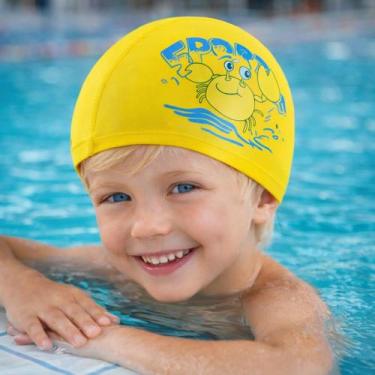 Imagem de Touca de natação pu estampado piscina cor:amarela - AURORA, Amarelo