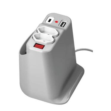 Imagem de Extensão Elétrica de Mesa com USB, USB-C e Porta Objetos - Octoo
