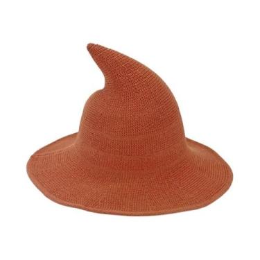 Imagem de Chapéu De Bruxa Vintage Feminino De Lã Com Ponta Longa Para Cosplay, F