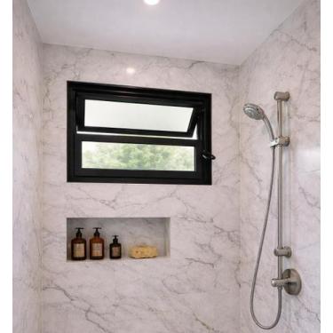 Imagem de Vitro Basculante de Alumínio Preto 40x40 Linha 25 Jade - Brecorimo