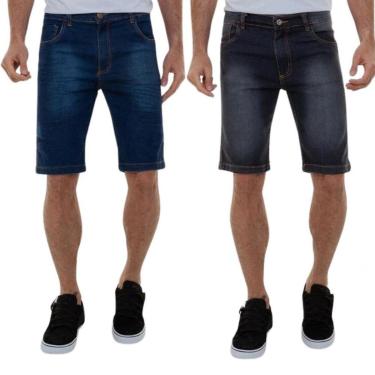 Imagem de Kit Com 2 Bermudas Masculinas Jeans Escuro Versatti Jerusalém-Masculino