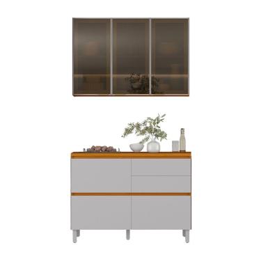 Imagem de Armário De Cozinha Completa 4 Portas 4 Gavetas Lais Madeirado/fendi Madeirado / Fendi