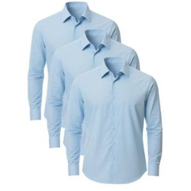Imagem de Kit 3 Camisas Social Masculina Manga Longa Crocker-Masculino