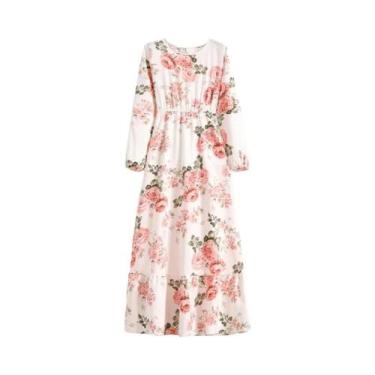 Imagem de Vestido Maxi Floral Feminino Para Primavera E Verão, Casual, Manga Lon
