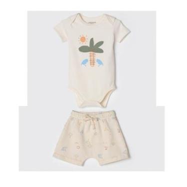 Imagem de Conjunto Bêbe Menino Body/Shorts Floresta Bege Hering-Masculino