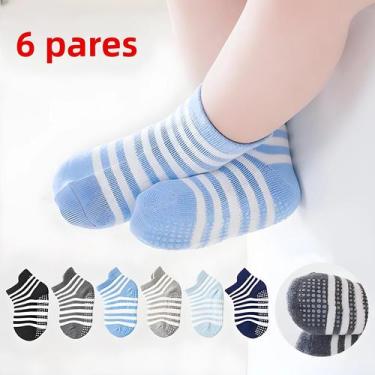 Imagem de Meias de Barco Antiderrapantes para Bebês - 6 Pares de Algodão com Sol