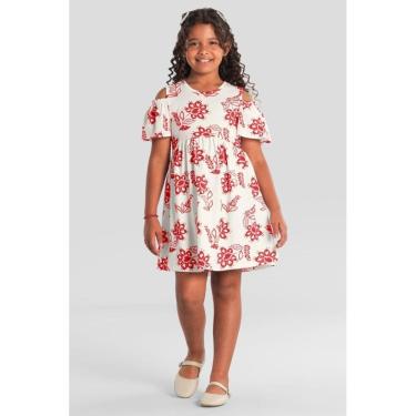 Imagem de Vestido infantil menina com flores Brandili -Vermelho-Feminino