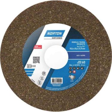 Imagem de Rebolo Reto 6" x 1", Grão 60, Marrom Norton OstenVonder